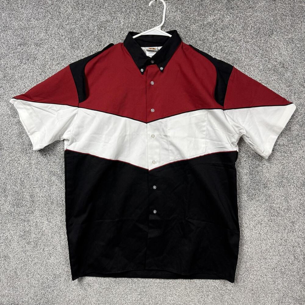 Speed Zone Race Gear Shirt Mens Large Black Red White Colorblock Racing Pit Crew